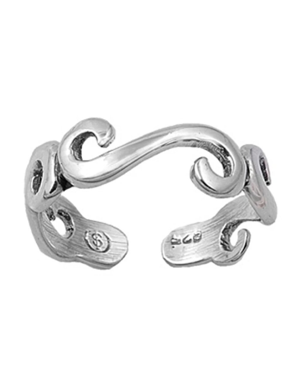 NWT- Women's Sterling Silver (925) Adjustable Toe Ring, Swirl
